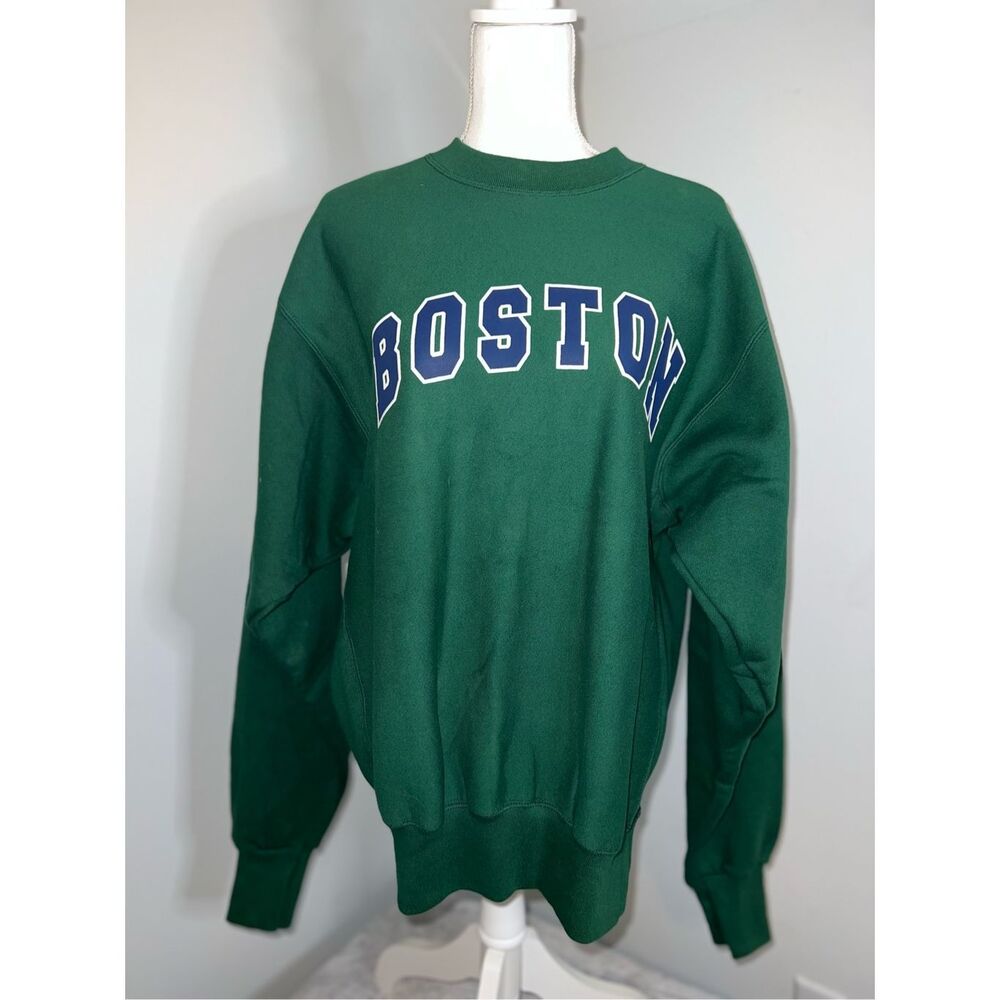 Women’s Crewneck “Boston” Pullover Sweatershirt Green XL